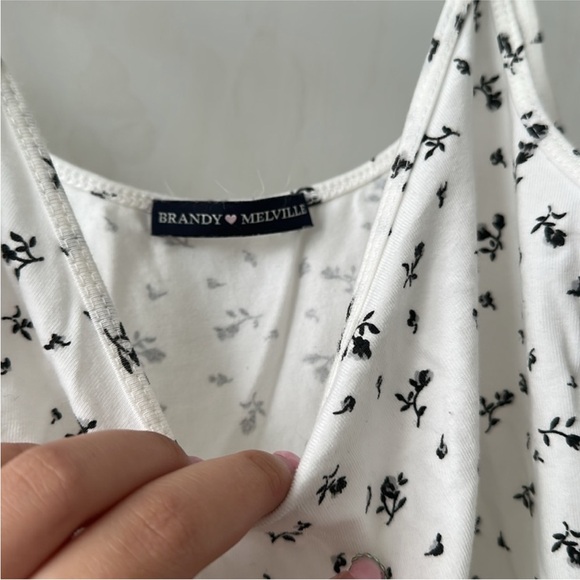 Brandy Melville White Dress with Black Floral Pattern - Picture 2 of 2